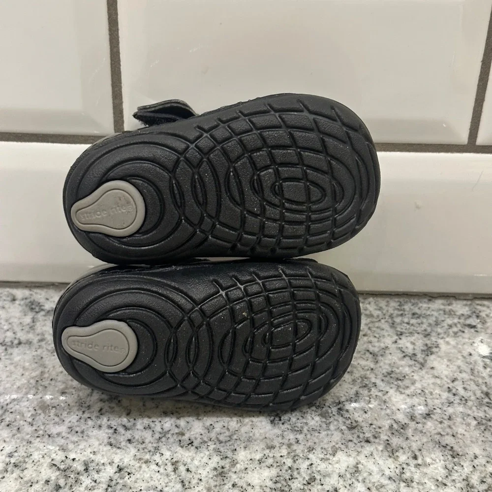 Stride Rite SM Makayla Black Patent Mary‎ Jane Bow Toddler Girls Shoes Size 3M